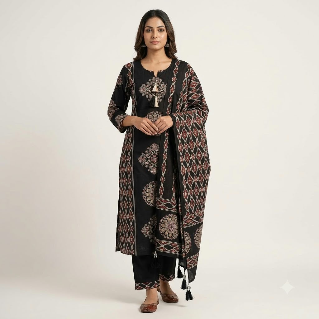 Black Cotton Silk Salwar | 11572