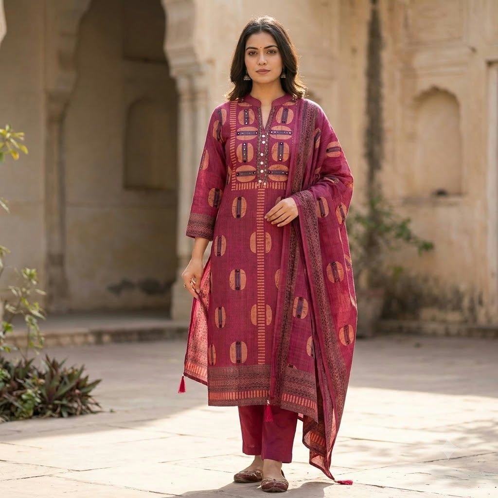 Deep Peach Cotton Silk Salwar | 11571