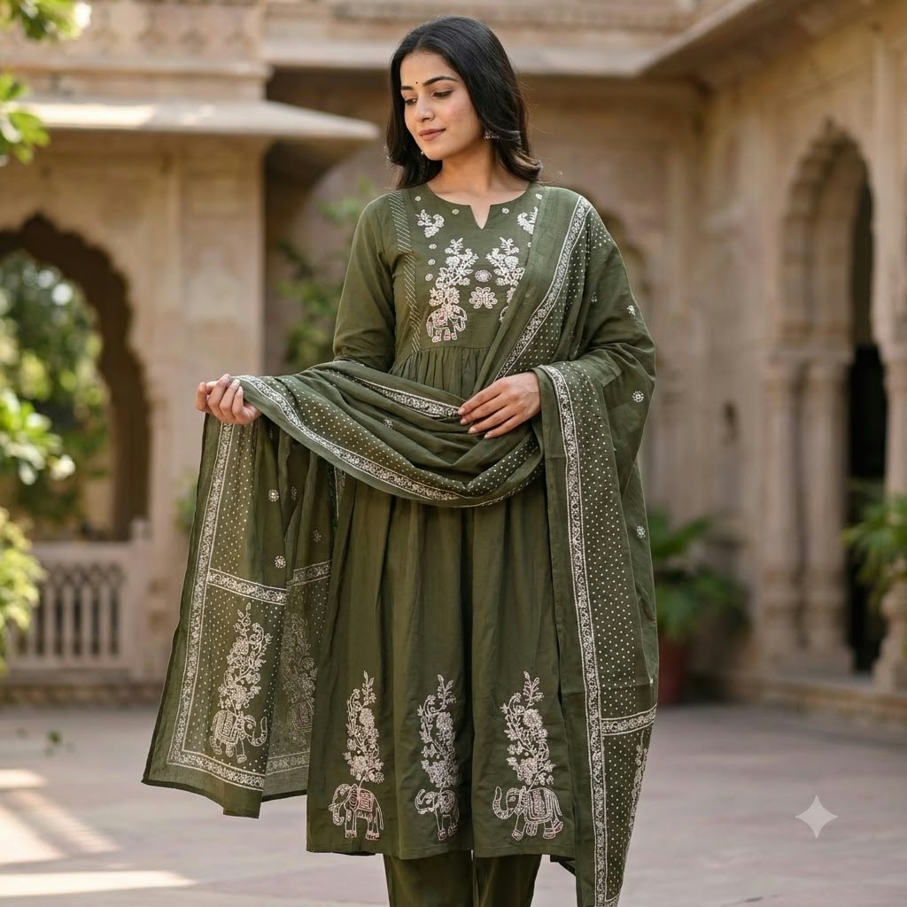 Green Cotton Salwar | 11557