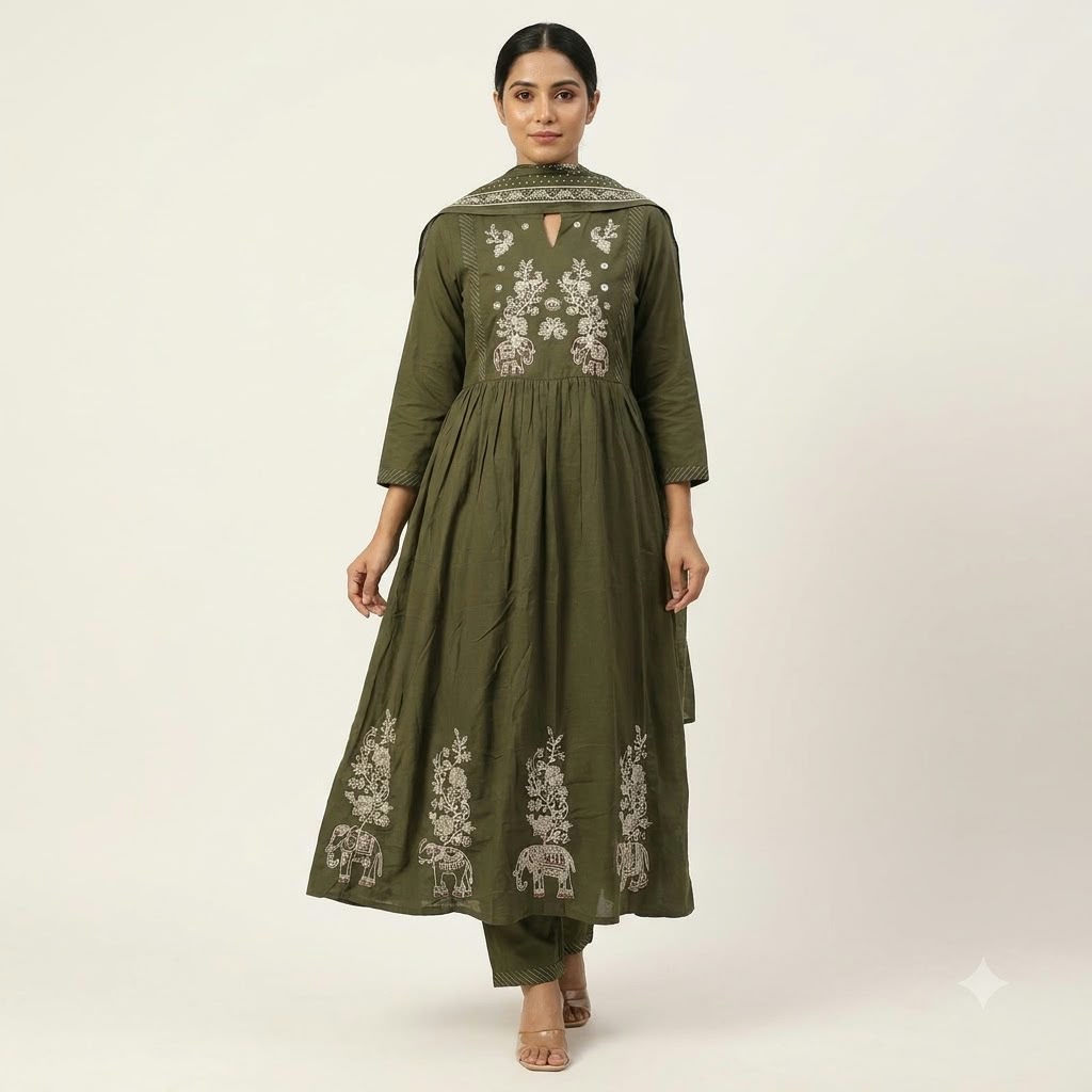 Green Cotton Salwar | 11557
