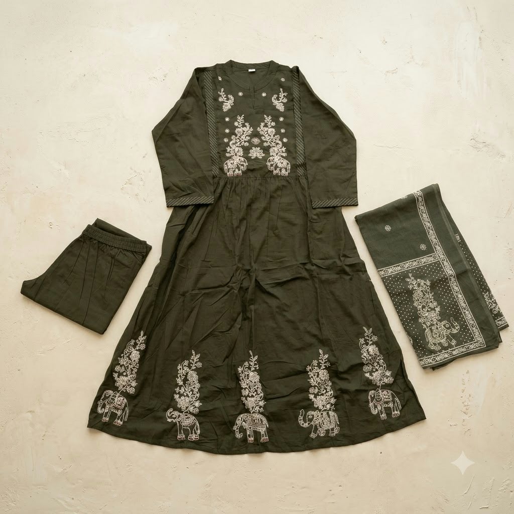 Green Cotton Salwar | 11557