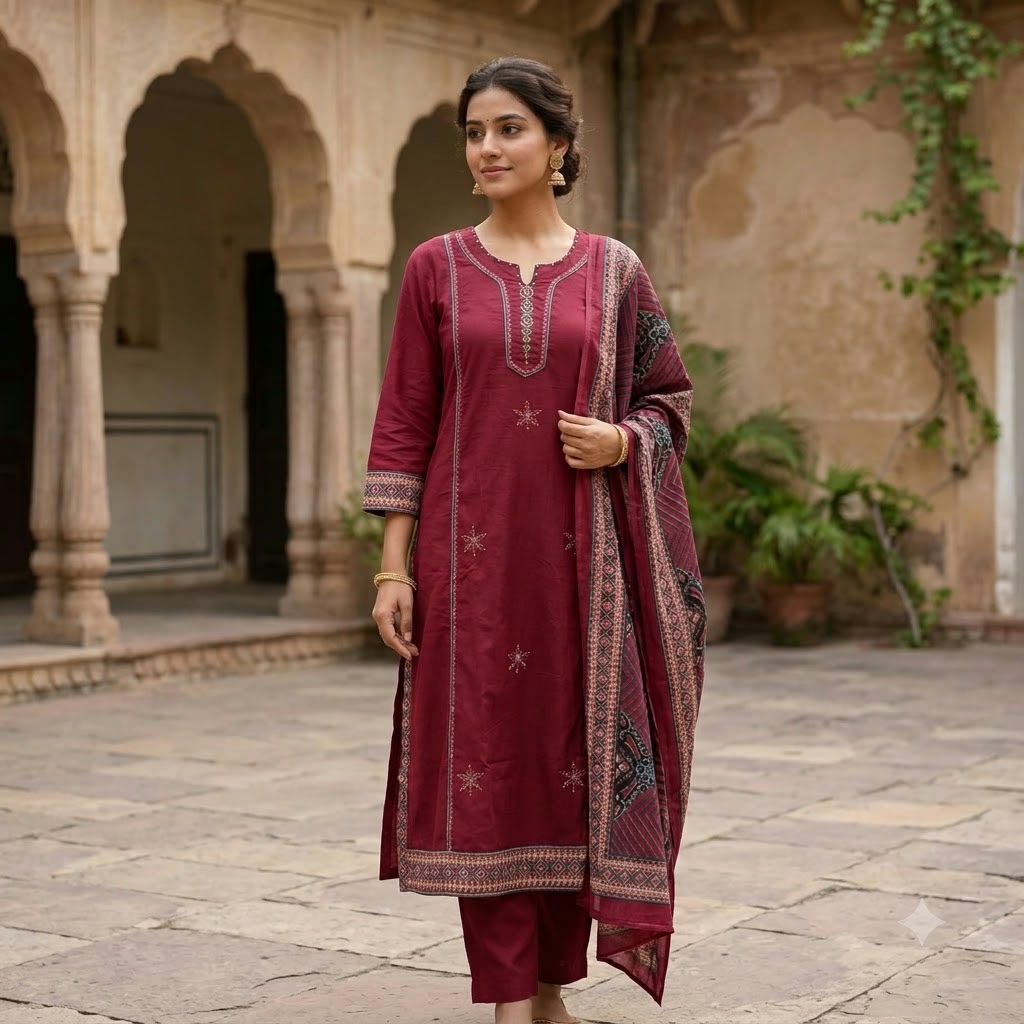 Red Cotton Salwar | 11556