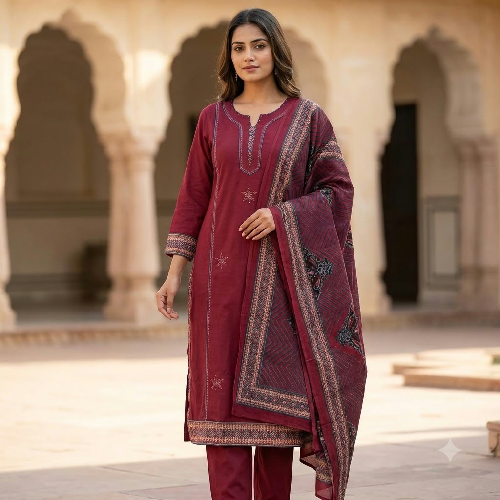 Red Cotton Salwar | 11556