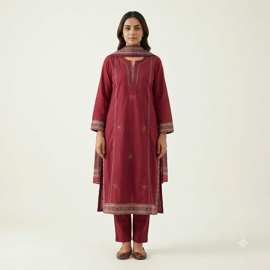 Red Cotton Salwar | 11556