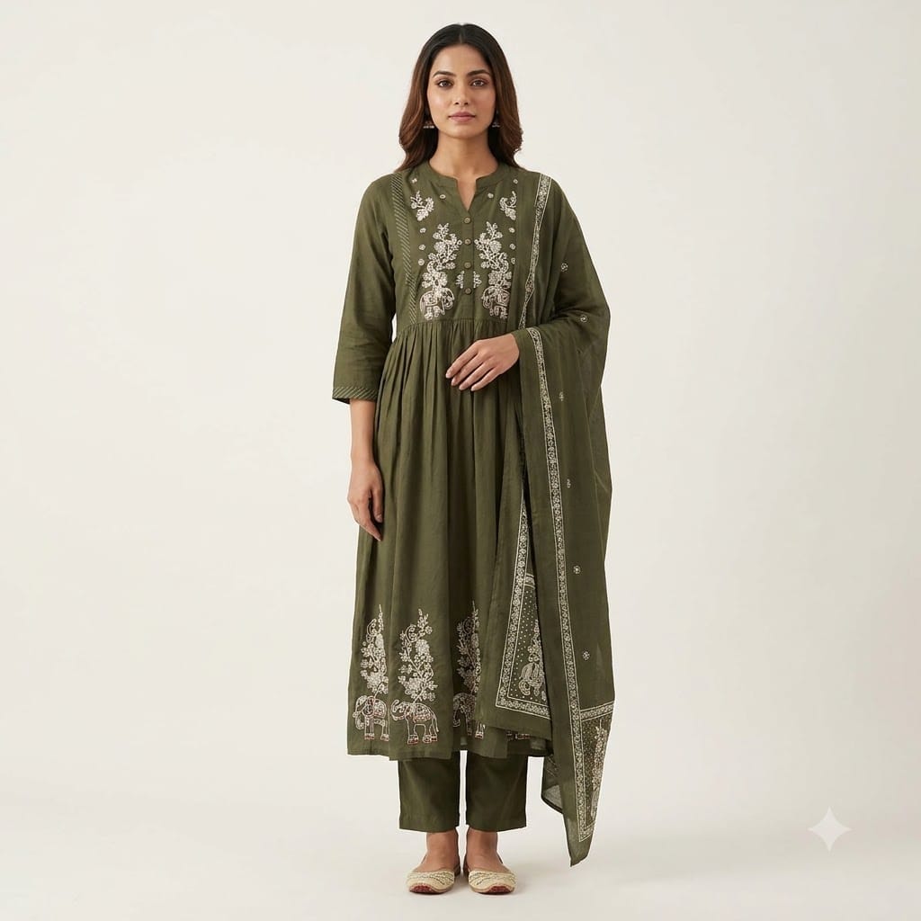 Green Cotton Salwar | 11559