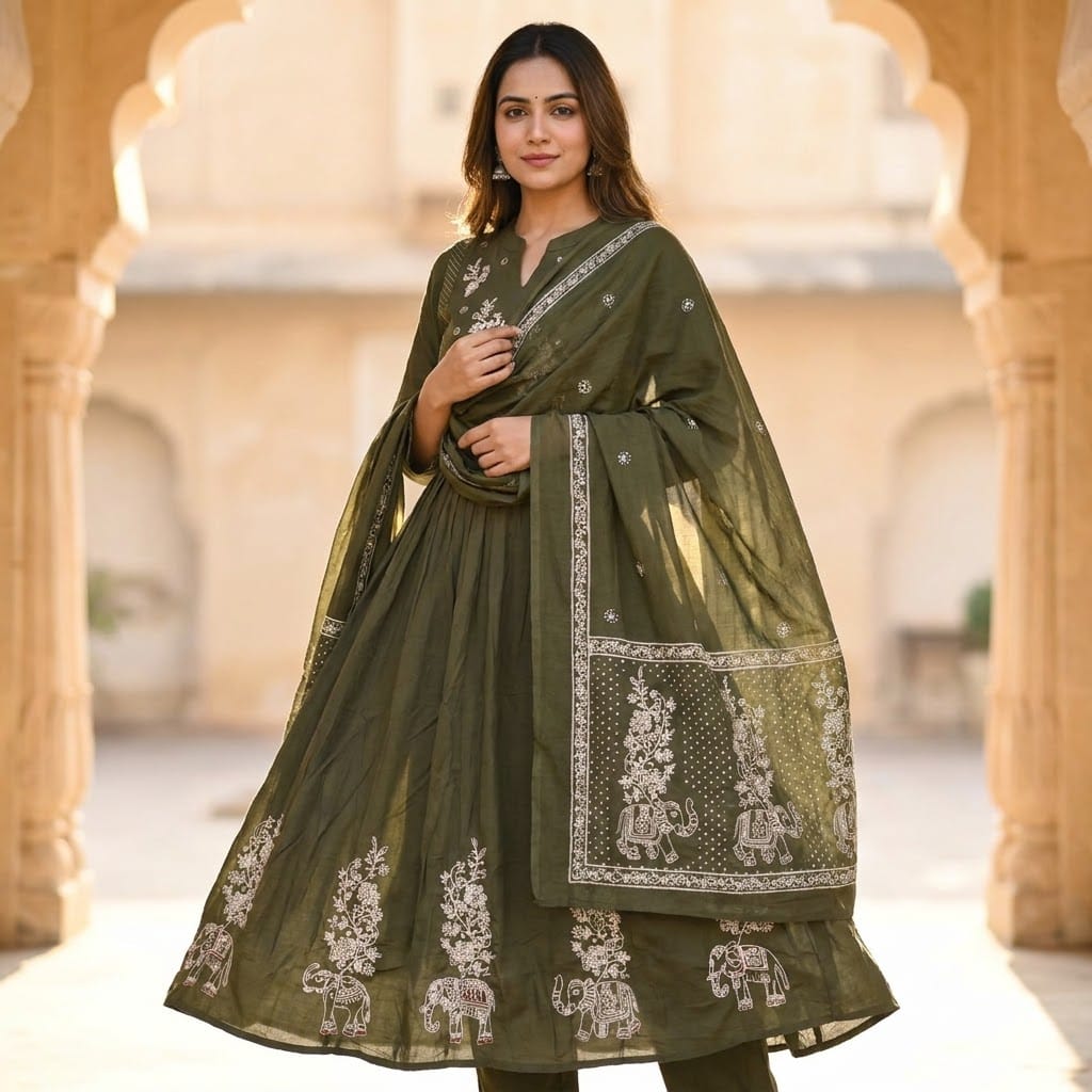 Green Cotton Salwar | 11559