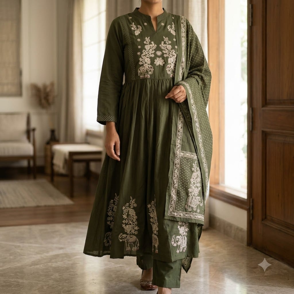 Green Cotton Salwar | 11559