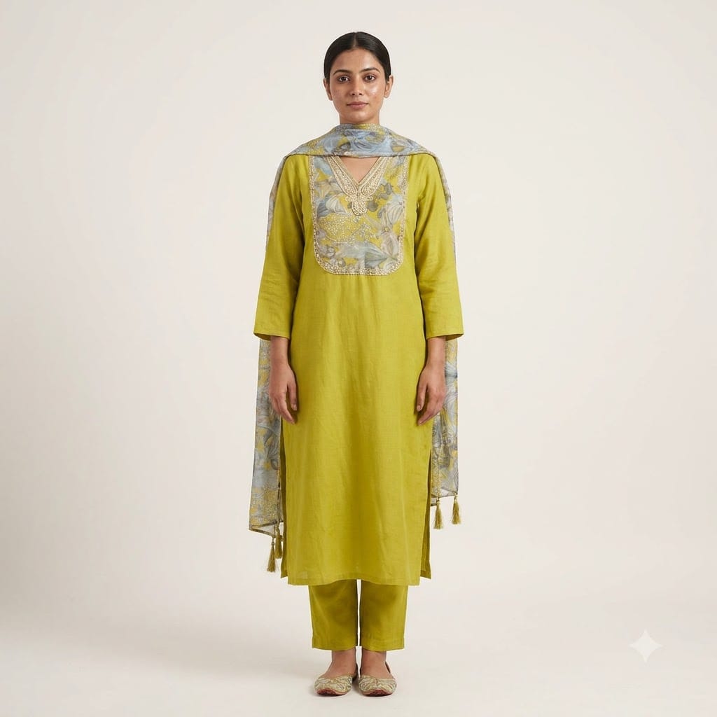 Yellow Cotton Silk Salwar | 11535