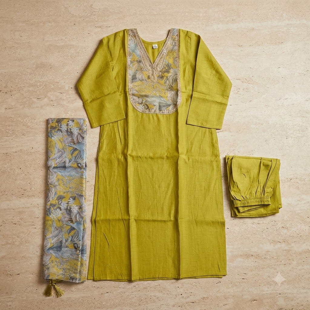 Yellow Cotton Silk Salwar | 11535