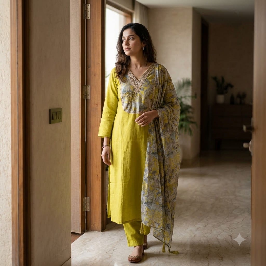 Yellow Cotton Silk Salwar | 11535