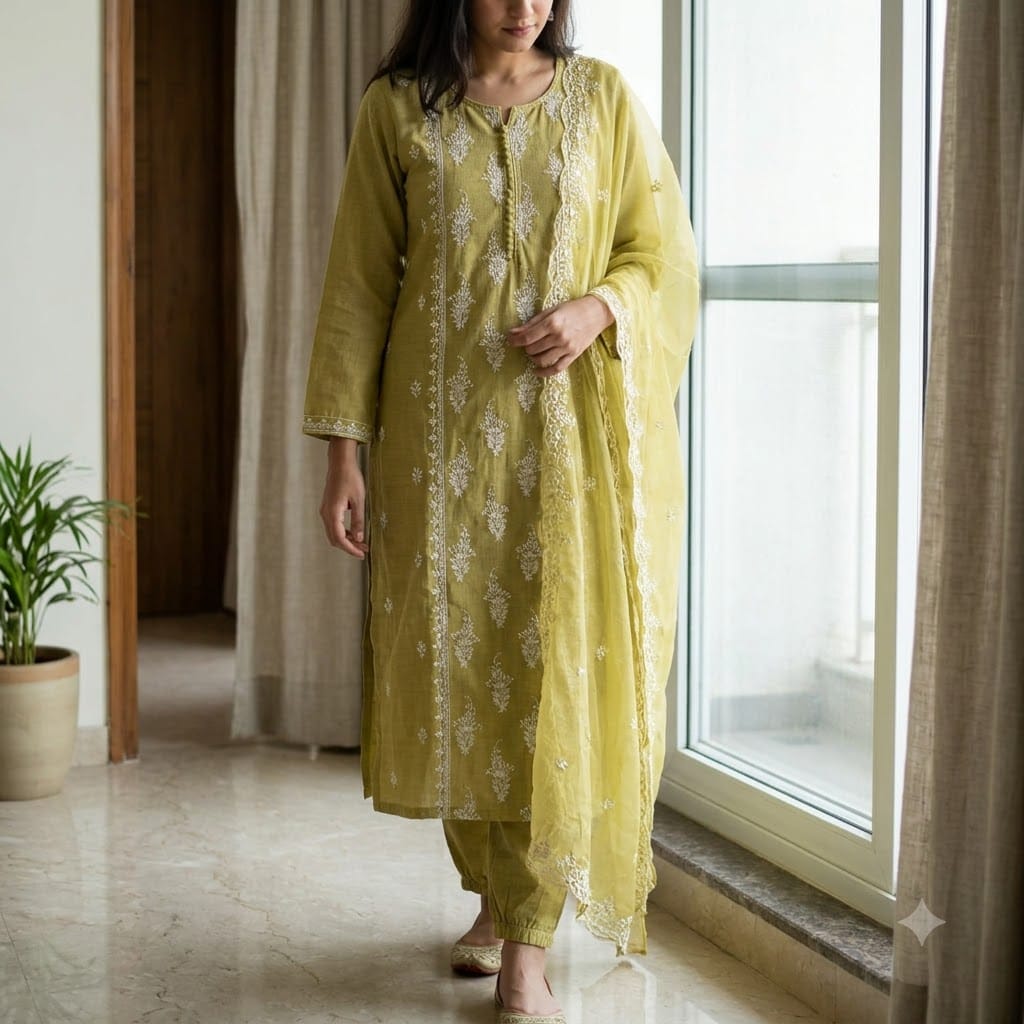 Yellow Cotton Silk Salwar | 11532
