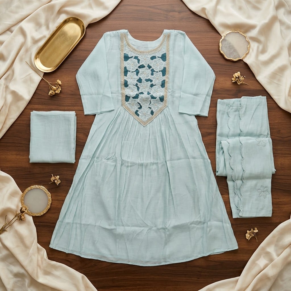 Blue Chanderi Silk Salwar | 11537