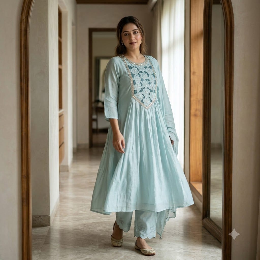 Blue Chanderi Silk Salwar | 11537