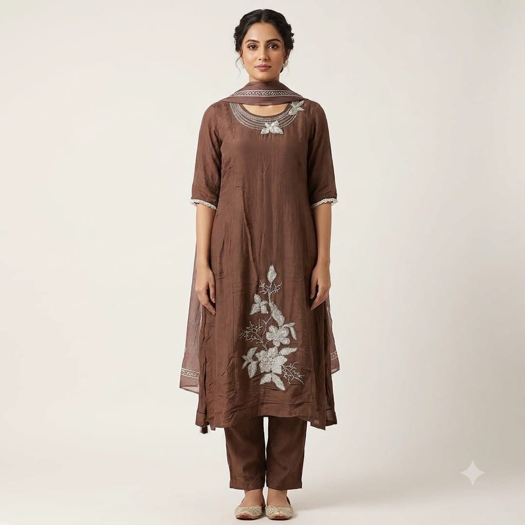 Brown Chanderi Silk Salwar | 11533