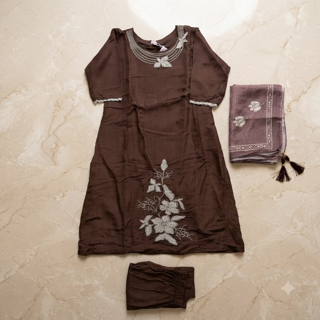 Brown Chanderi Silk Salwar | 11533