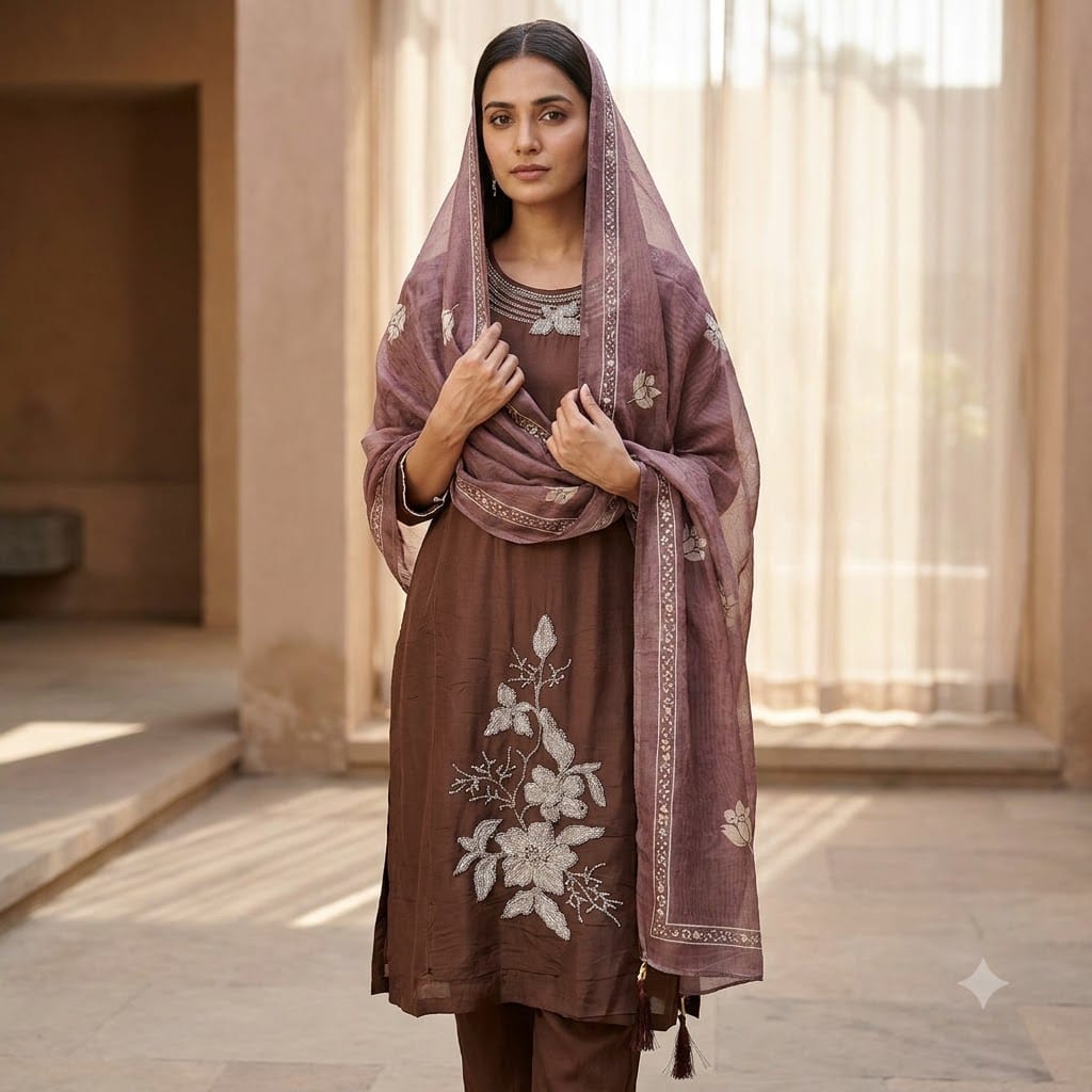 Brown Chanderi Silk Salwar | 11533