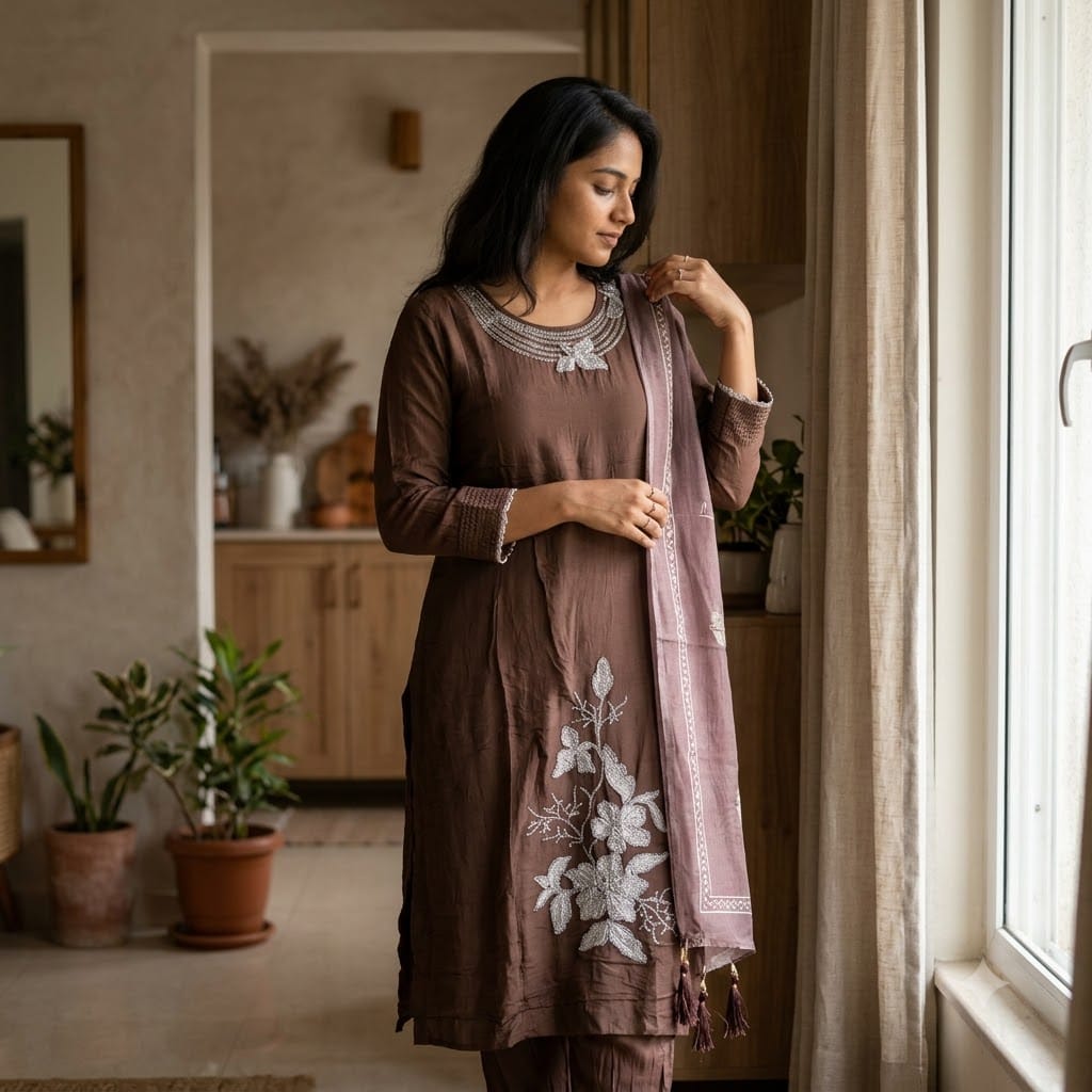 Brown Chanderi Silk Salwar | 11533