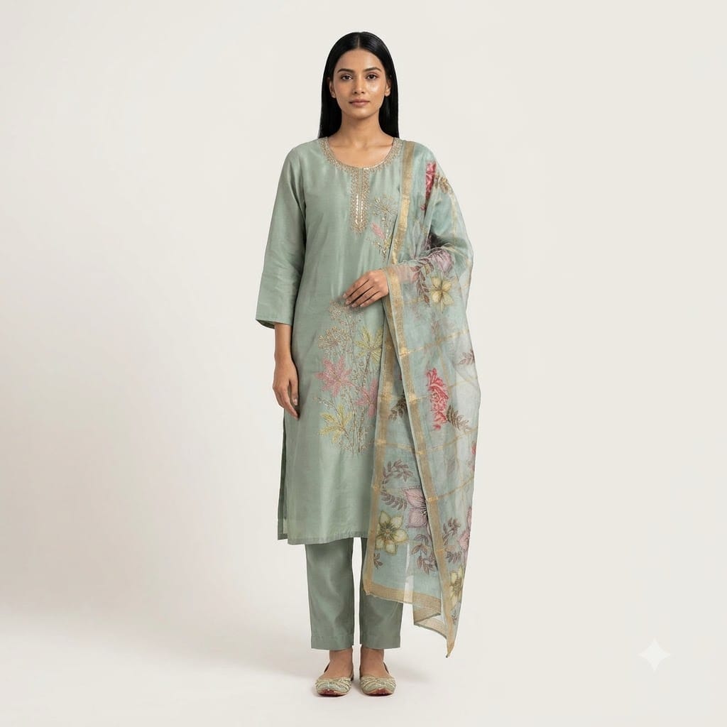 Blue Cotton Silk Salwar | 11540