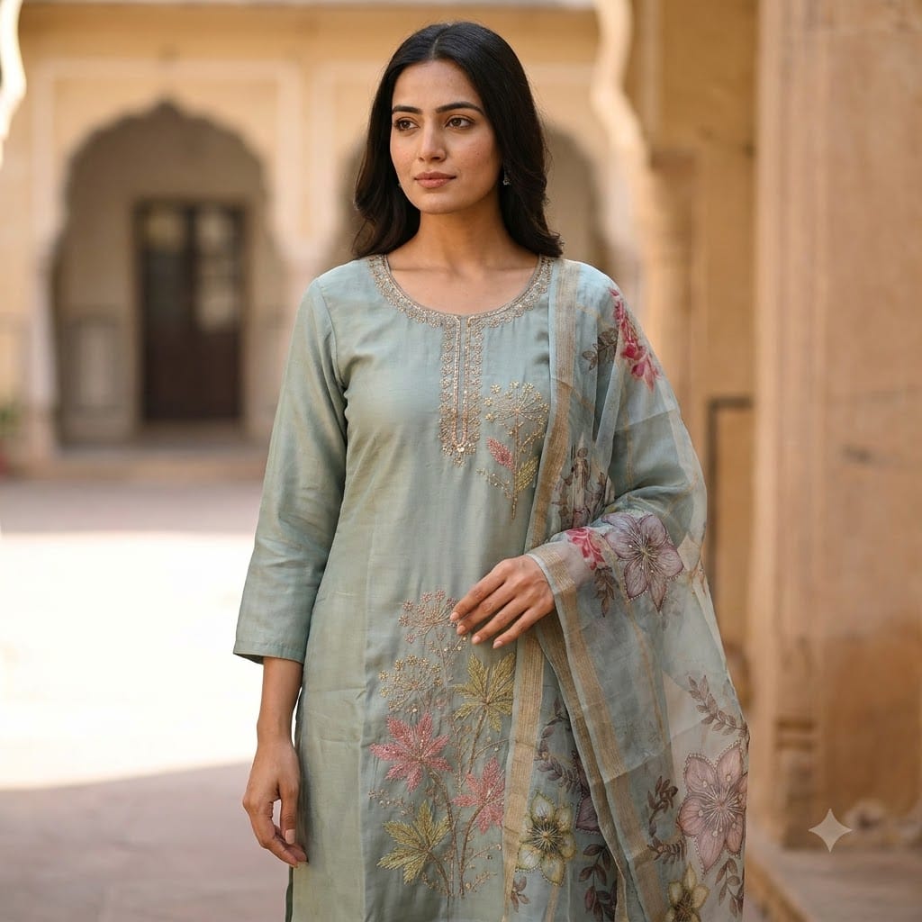 Blue Cotton Silk Salwar | 11540