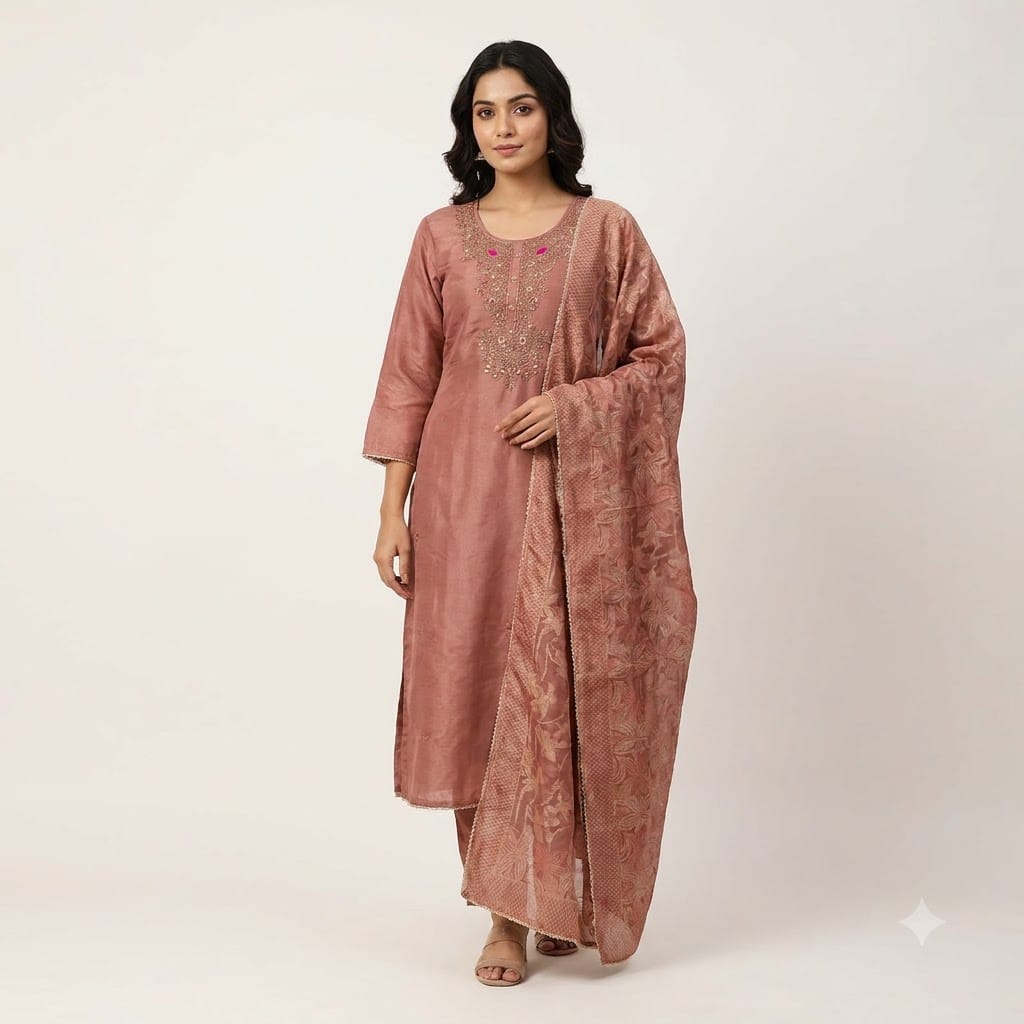 Peach Cotton Silk Salwar | 11541
