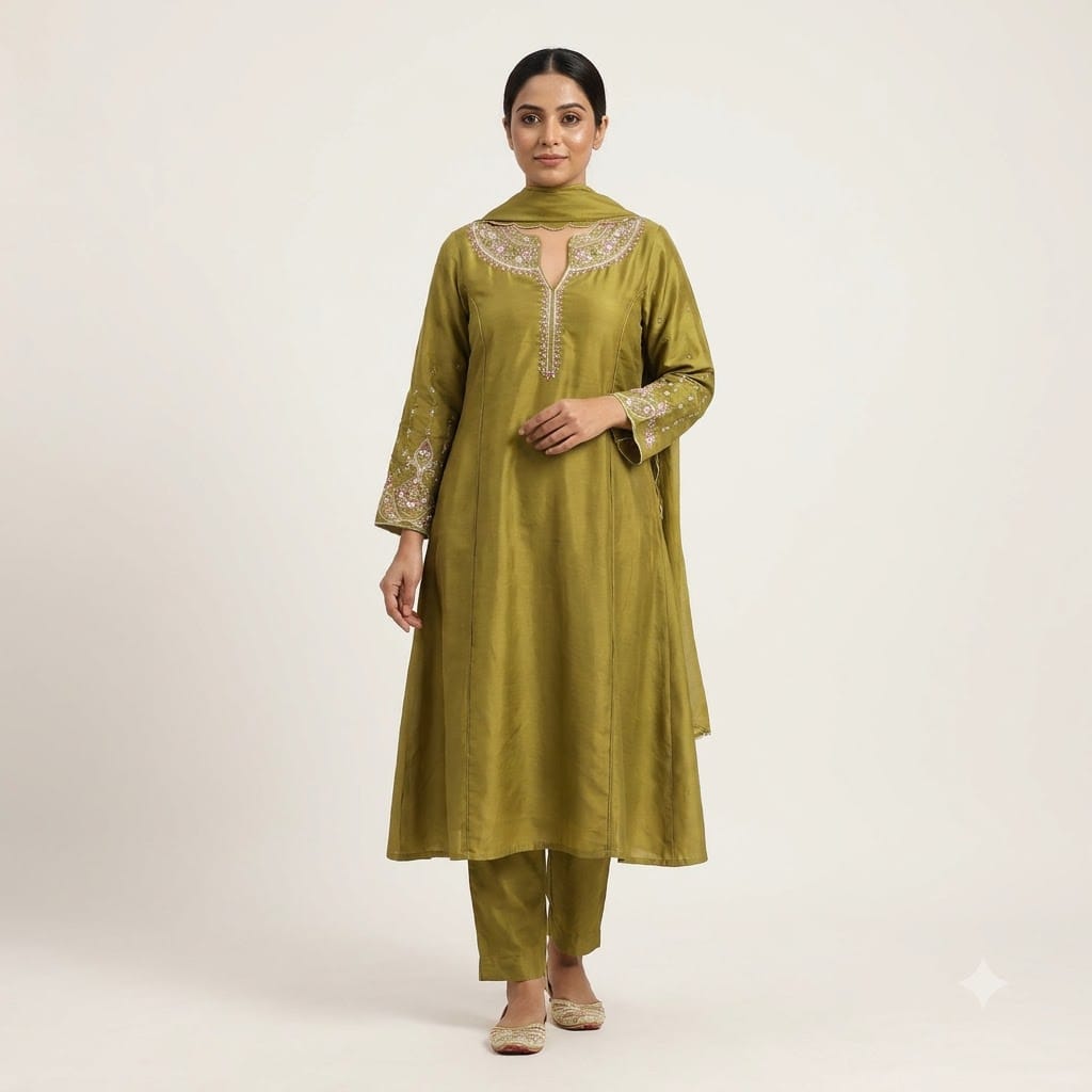 Lemon Green Cotton Silk Salwar | 11531