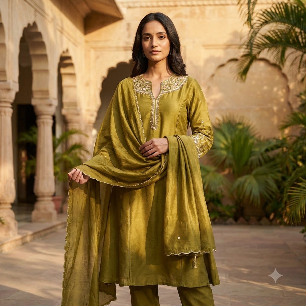 Lemon Green Cotton Silk Salwar | 11531