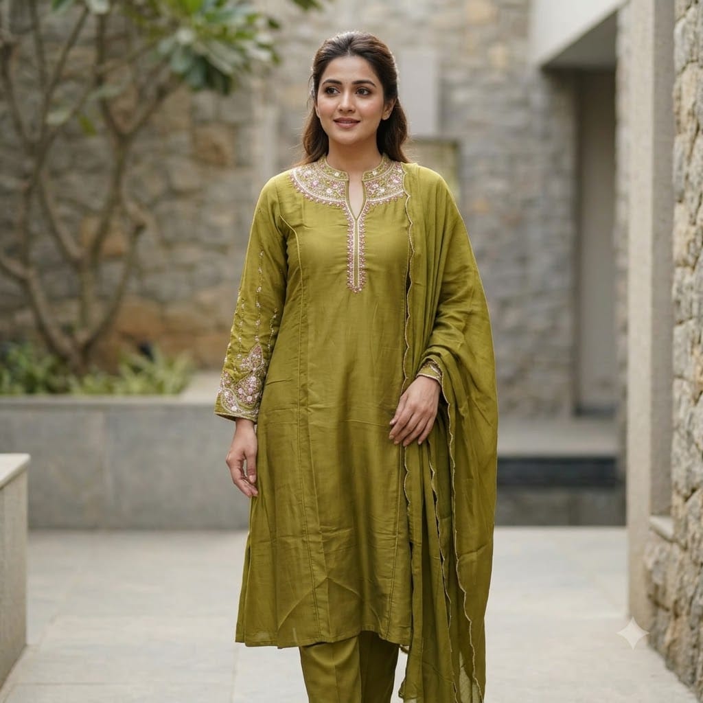 Lemon Green Cotton Silk Salwar | 11531