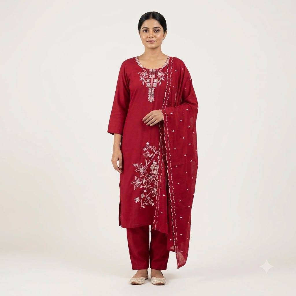 Red Chanderi Silk Salwar | 11536