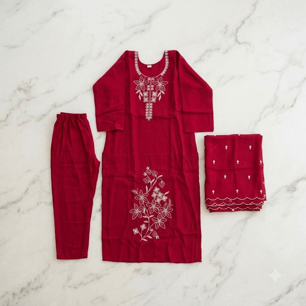 Red Chanderi Silk Salwar | 11536