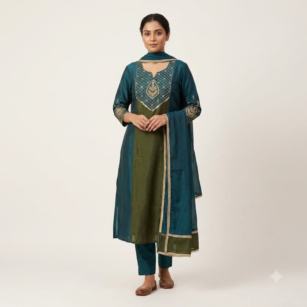 Blue Chanderi Silk Salwar | 11508
