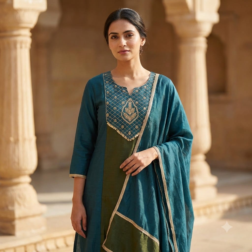 Blue Chanderi Silk Salwar | 11508