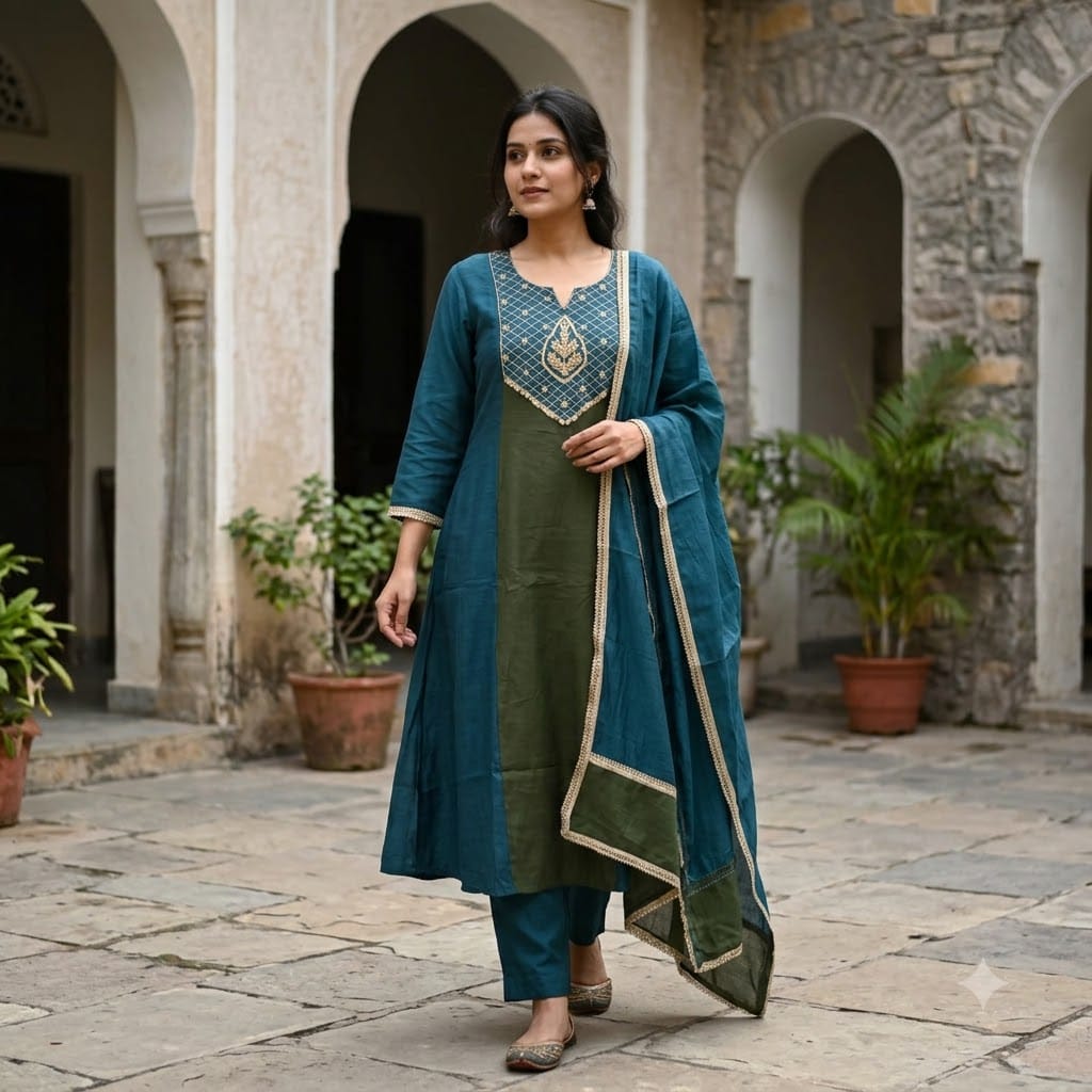 Blue Chanderi Silk Salwar | 11508