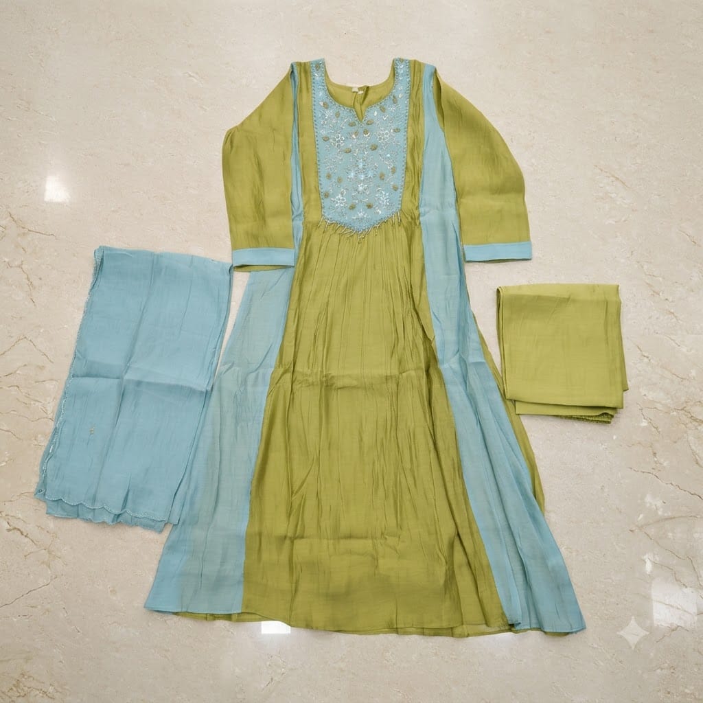 Green Chanderi Silk Salwar | 11510