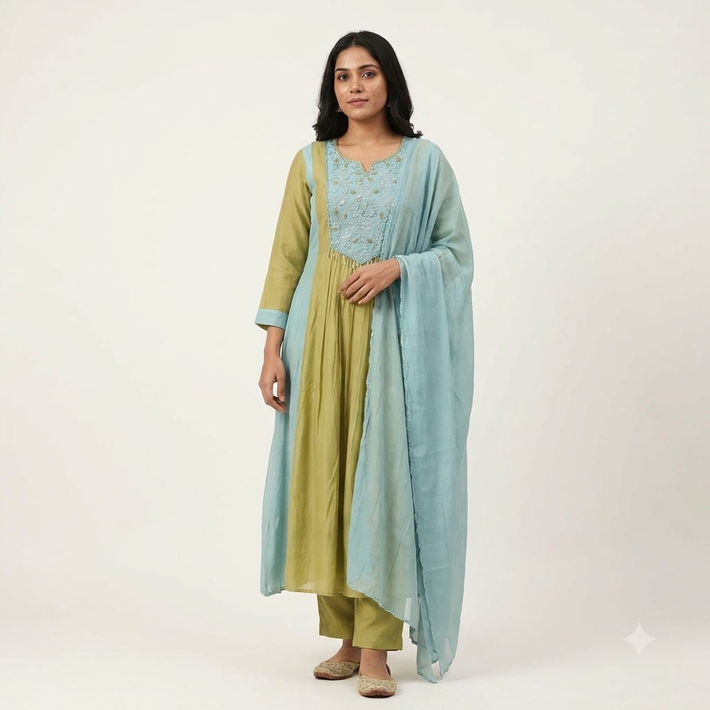 Green Chanderi Silk Salwar | 11510