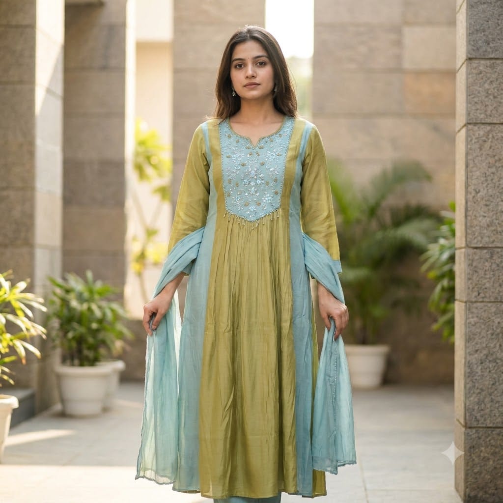 Green Chanderi Silk Salwar | 11510