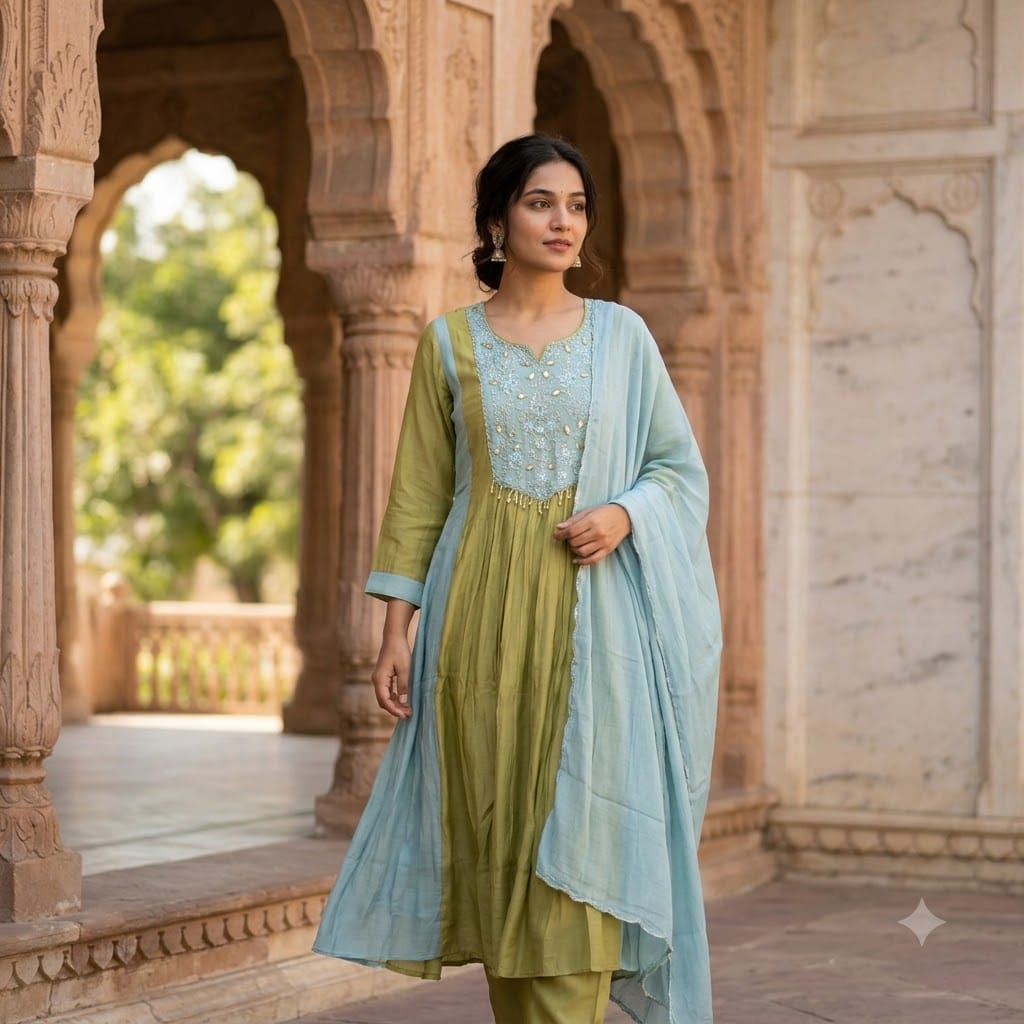 Green Chanderi Silk Salwar | 11510