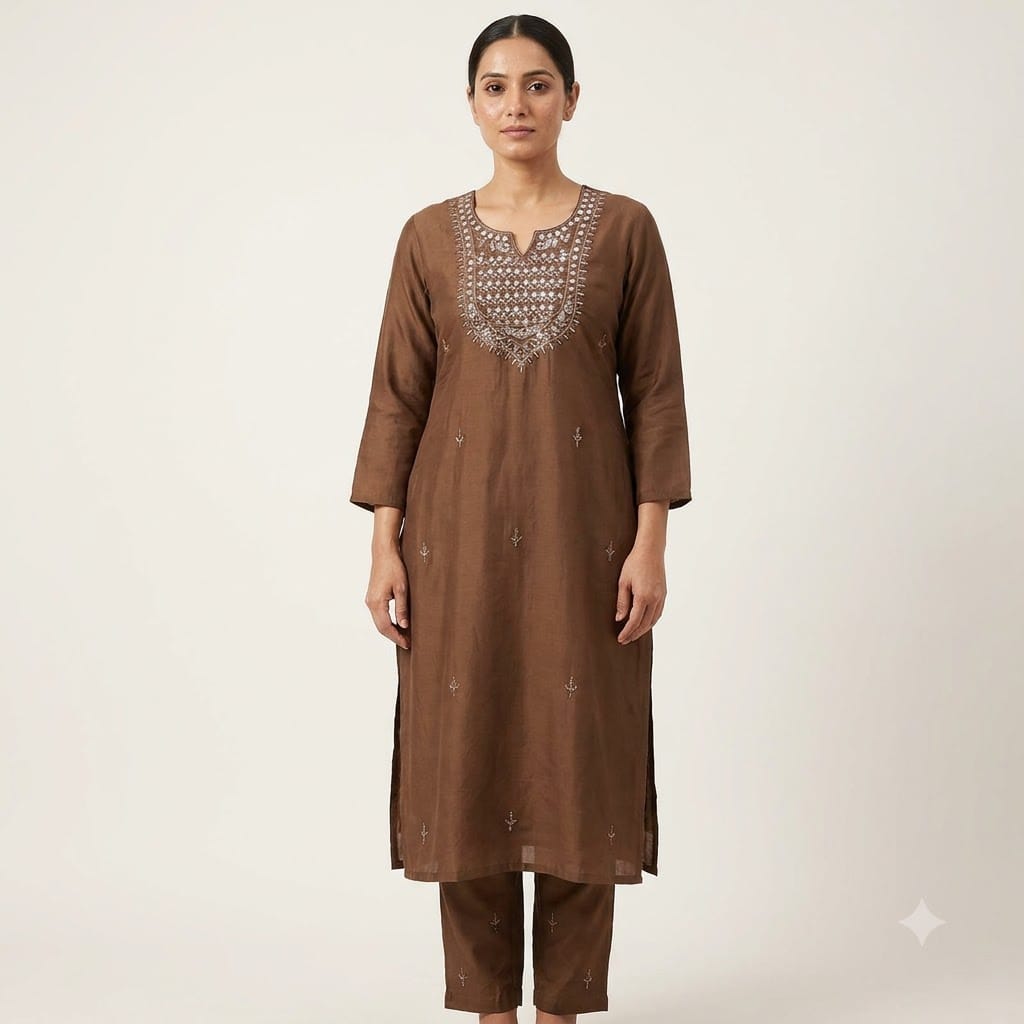 Brown Chanderi Silk Salwar | 11504