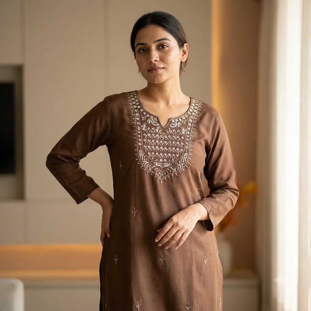 Brown Chanderi Silk Salwar | 11504