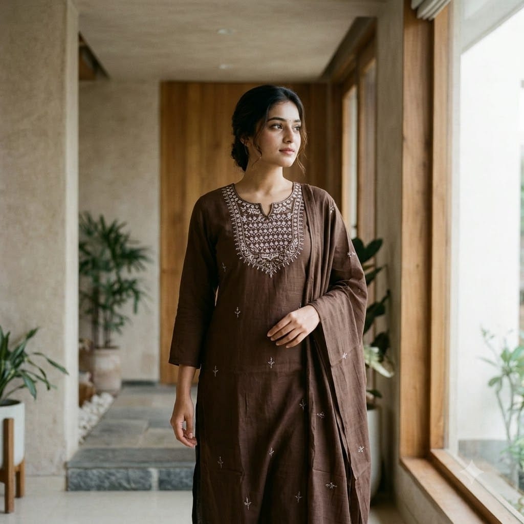 Brown Chanderi Silk Salwar | 11504