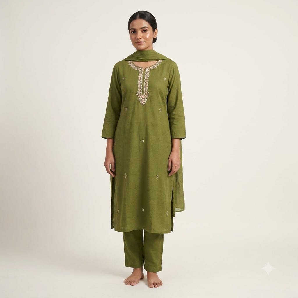 Green Chanderi Silk Salwar | 11505