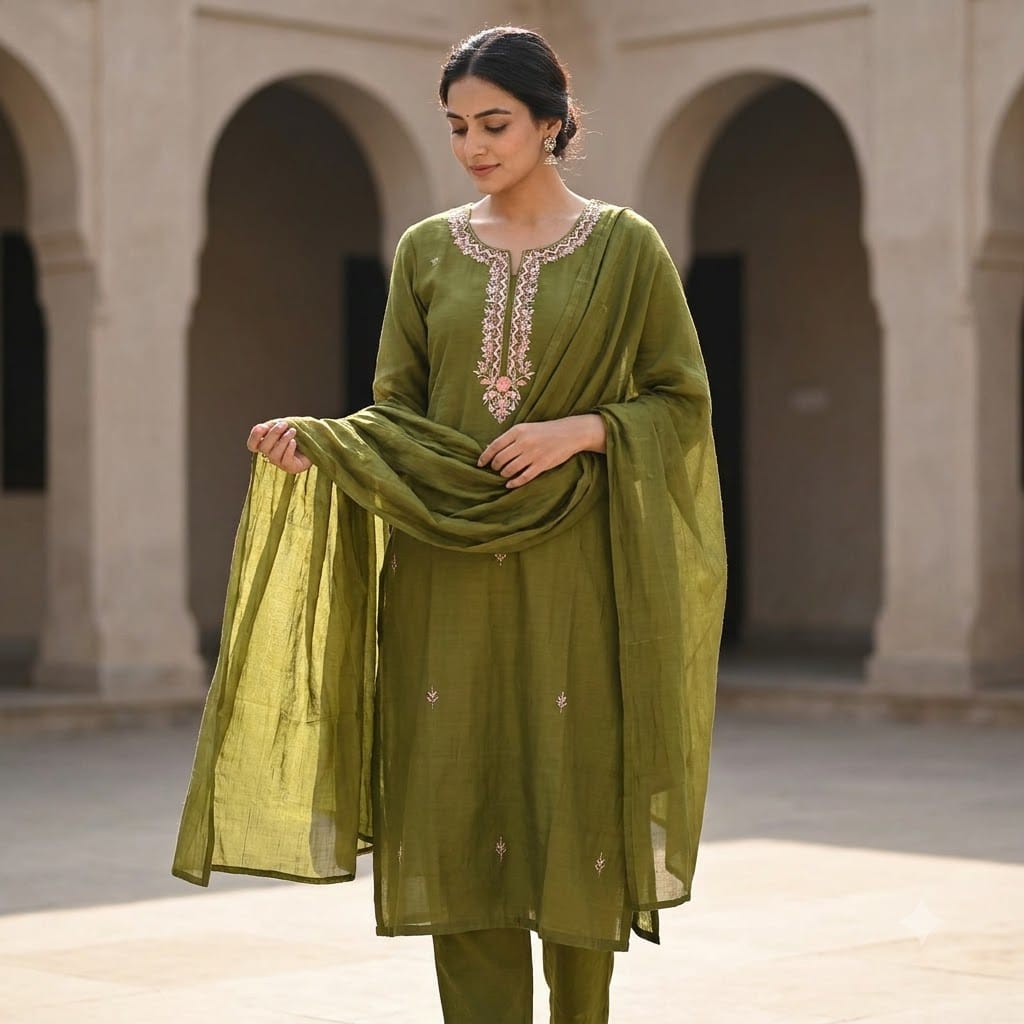 Green Chanderi Silk Salwar | 11505