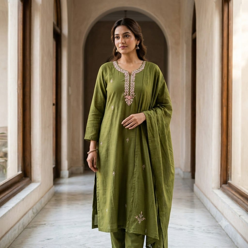 Green Chanderi Silk Salwar | 11505