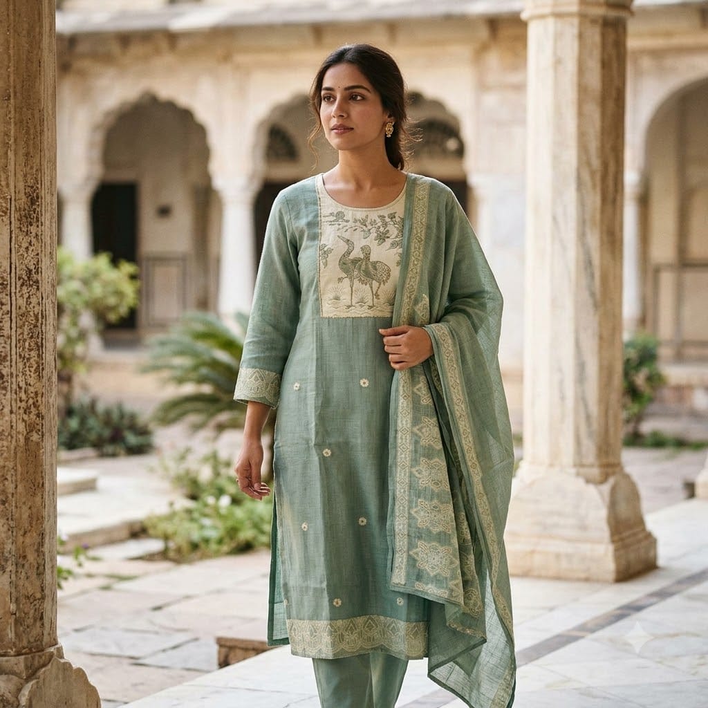 Blue Jute Cotton Salwar | 11513