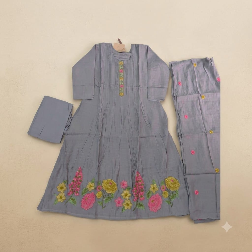 Grey Chanderi Silk Salwar | 11516