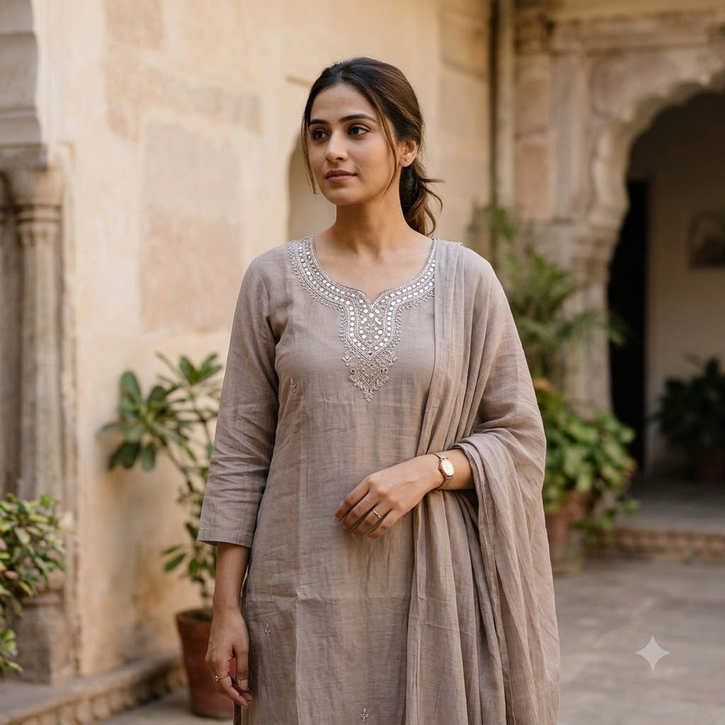 Grey Cotton Silk Salwar | 11576