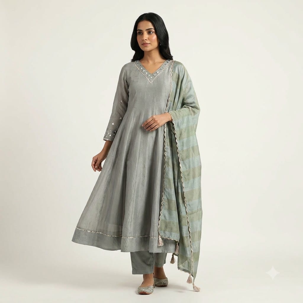 Grey Cotton Silk Salwar | 11574
