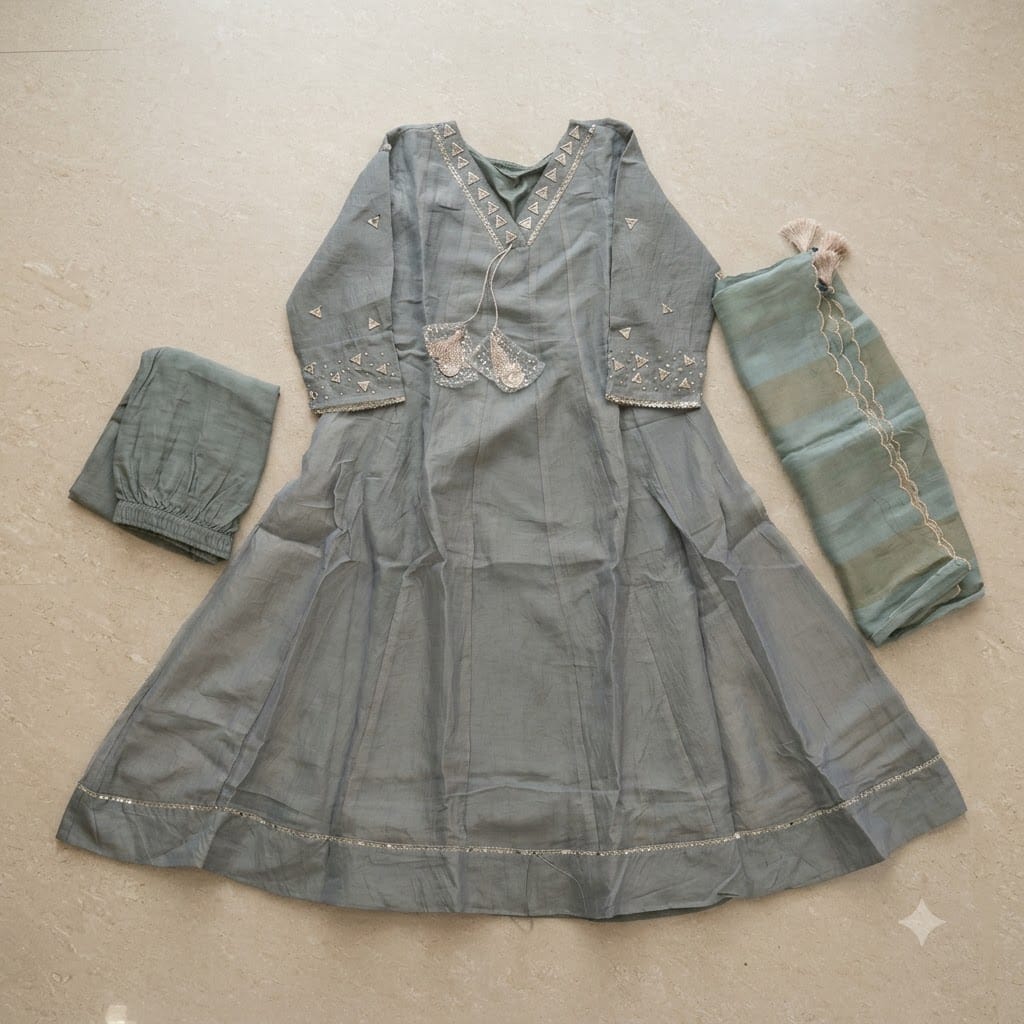 Grey Cotton Silk Salwar | 11574