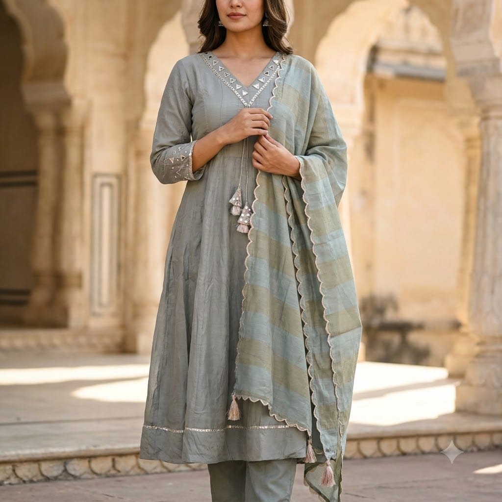 Grey Cotton Silk Salwar | 11574