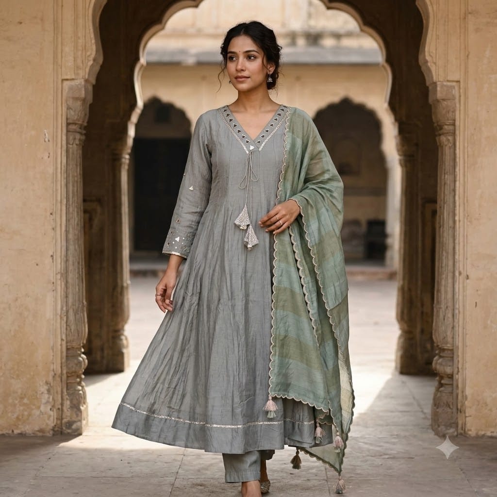 Grey Cotton Silk Salwar | 11574