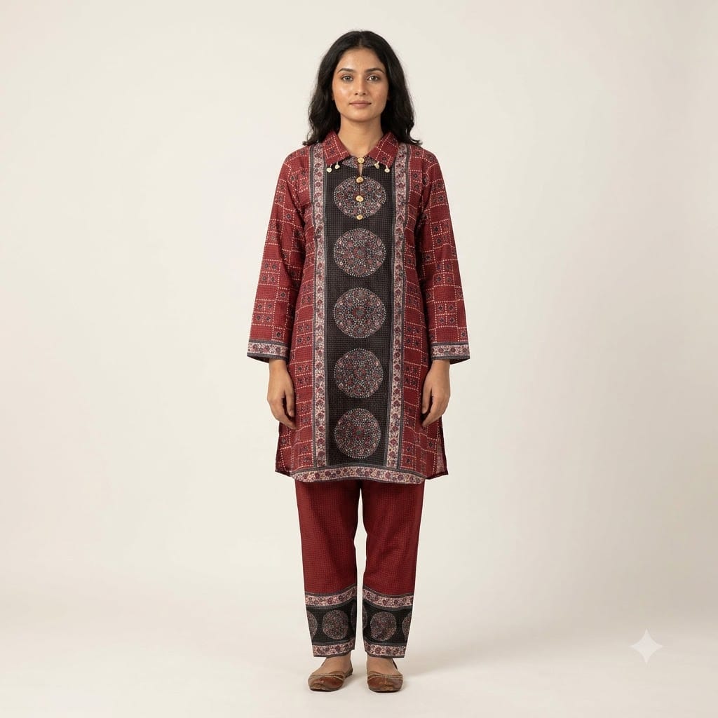 Red Gajji Silk Co-ord Set | 11573